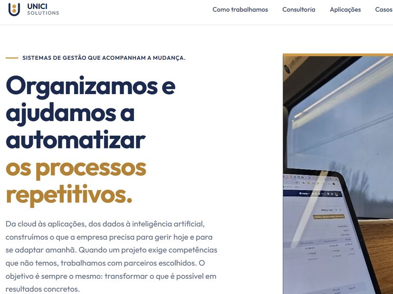Página inicial de UNICI Solutions